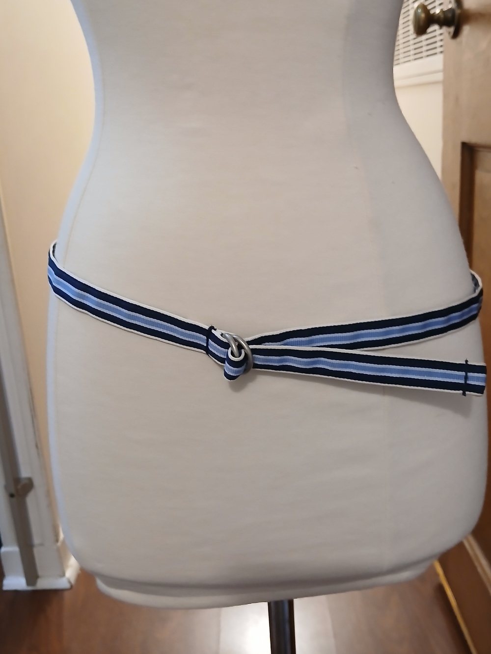 Striped Navy & Light Blue Web Belt - Women Accessories